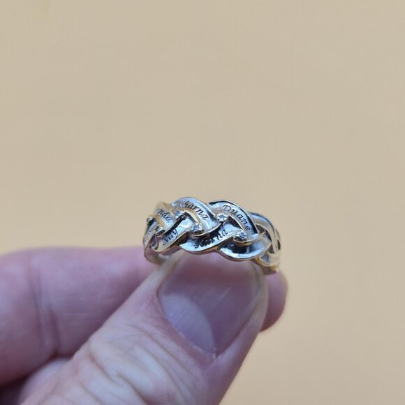 Size 8.75 Sterling Silver Children's Names Diamonds Band Ring A5664 - Picture 4 of 10